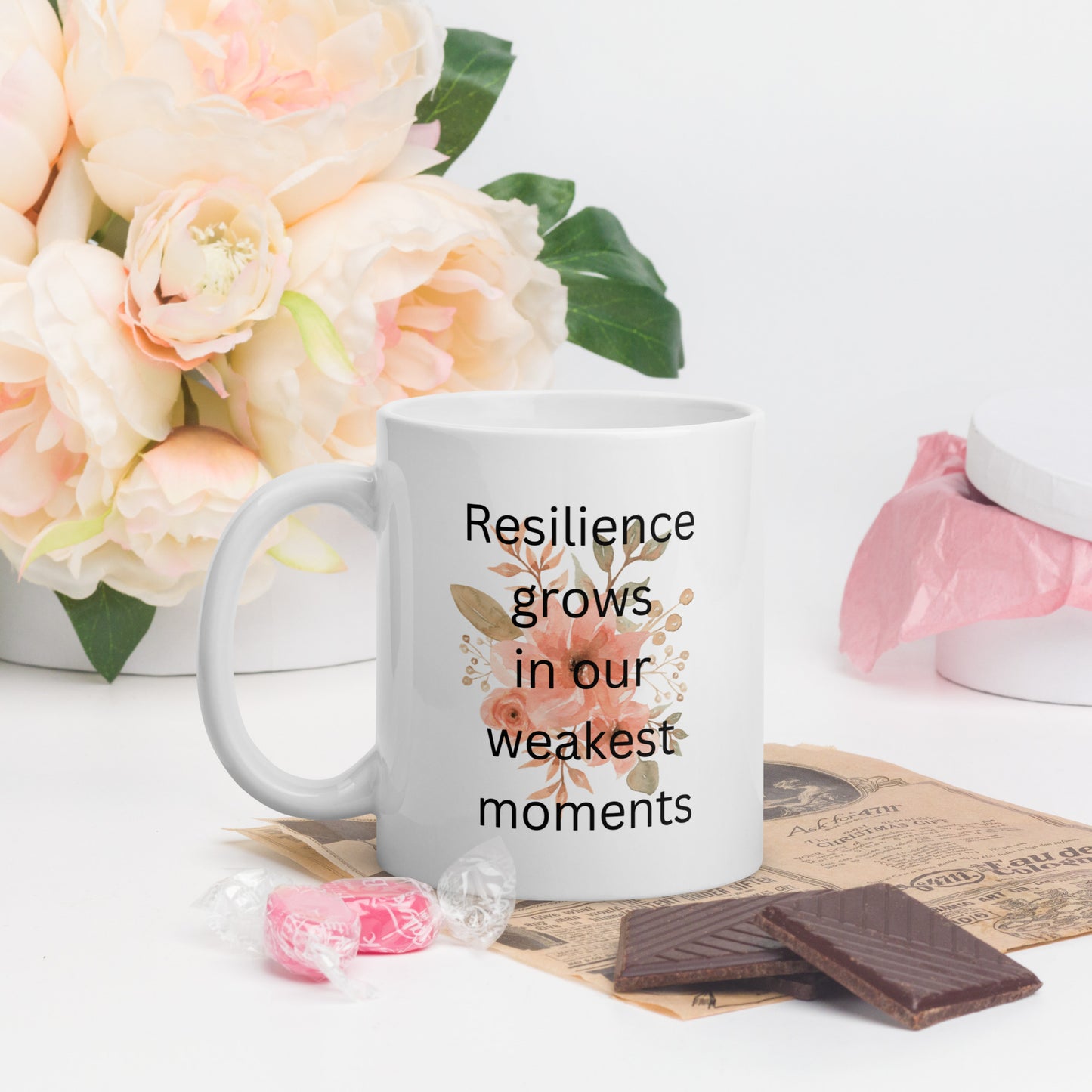 Resilience Grows White glossy mug