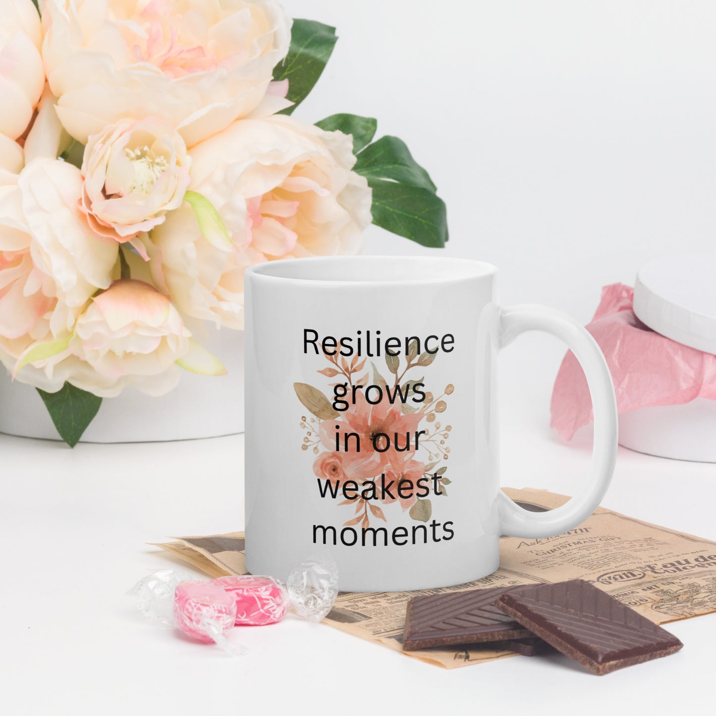 Resilience Grows White glossy mug