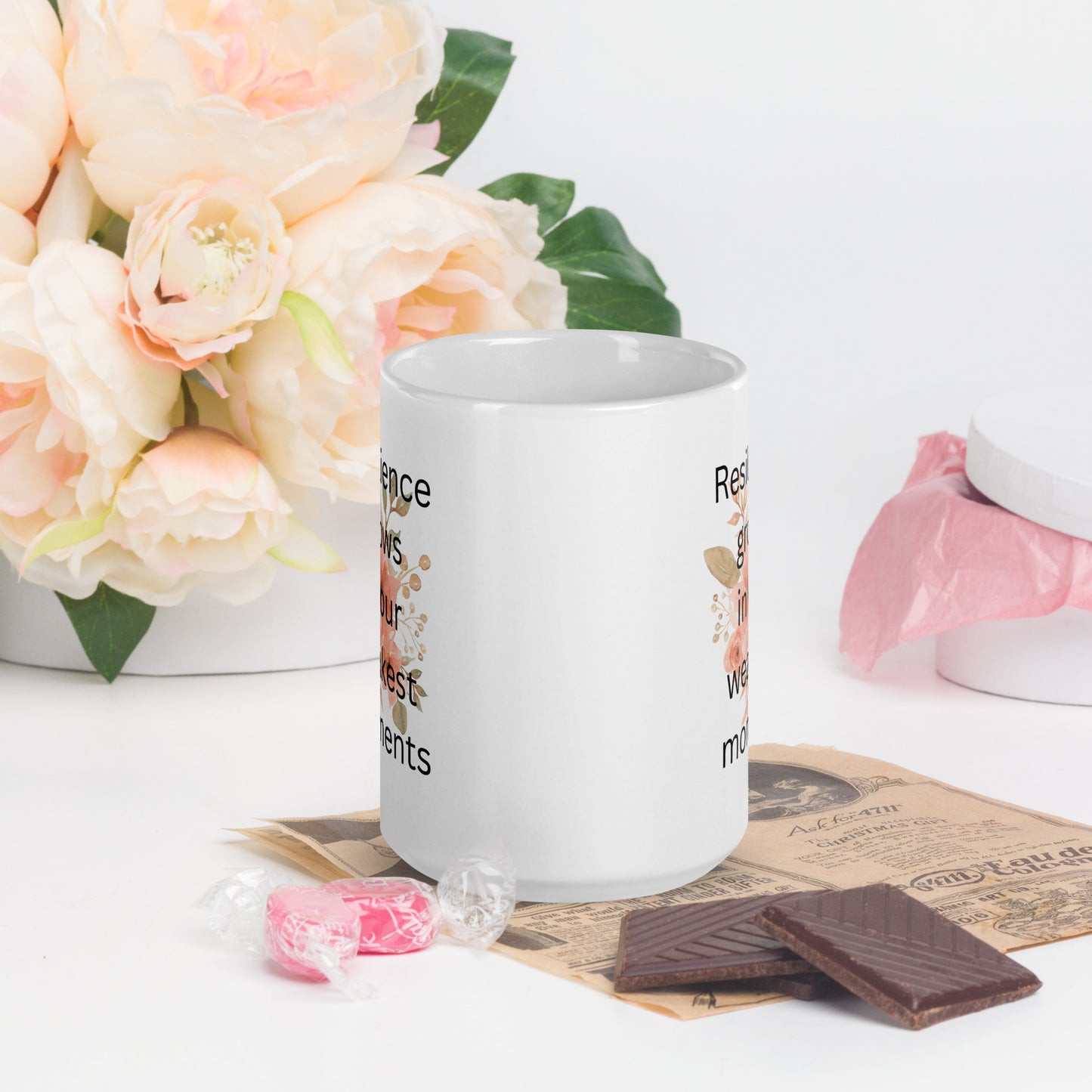 Resilience Grows White glossy mug