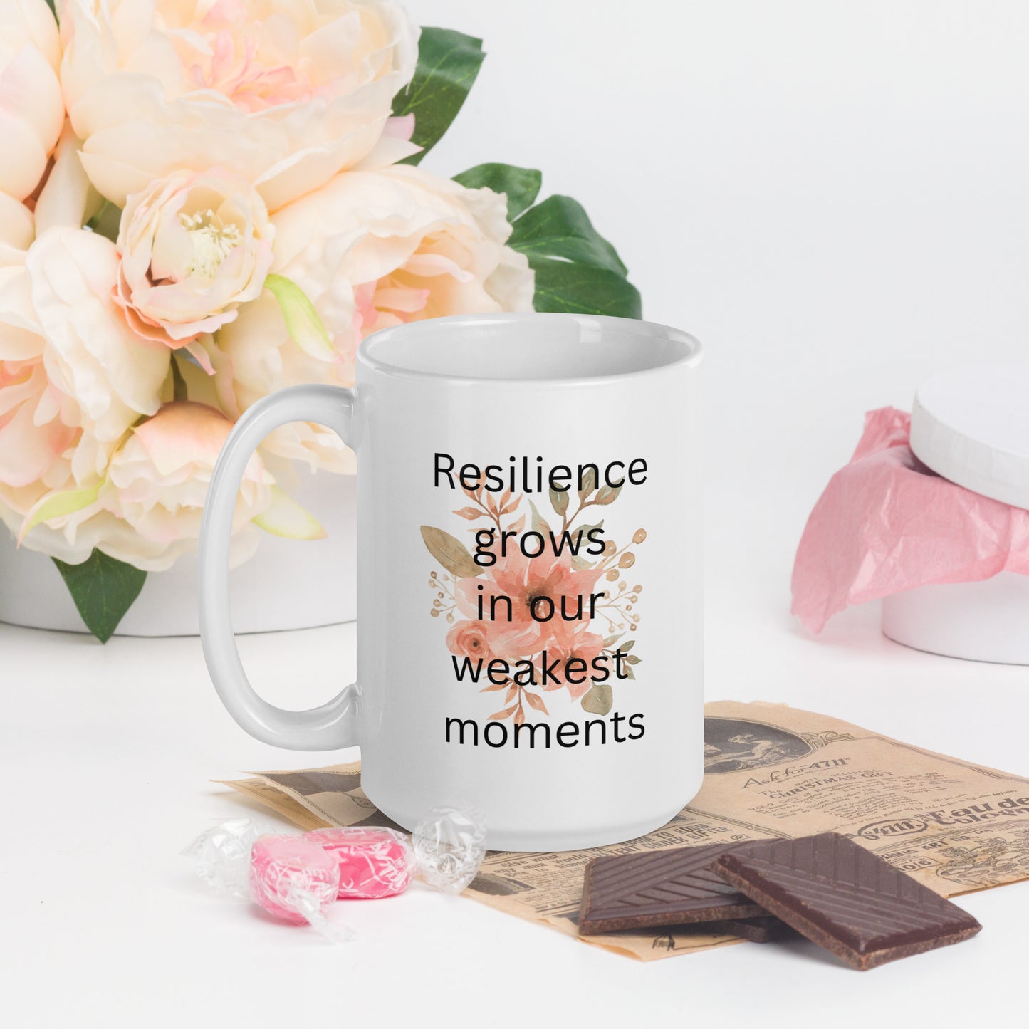 Resilience Grows White glossy mug