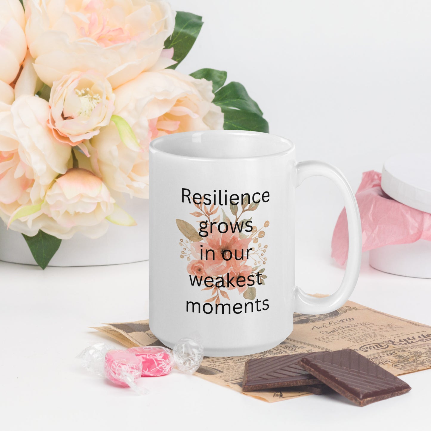 Resilience Grows White glossy mug