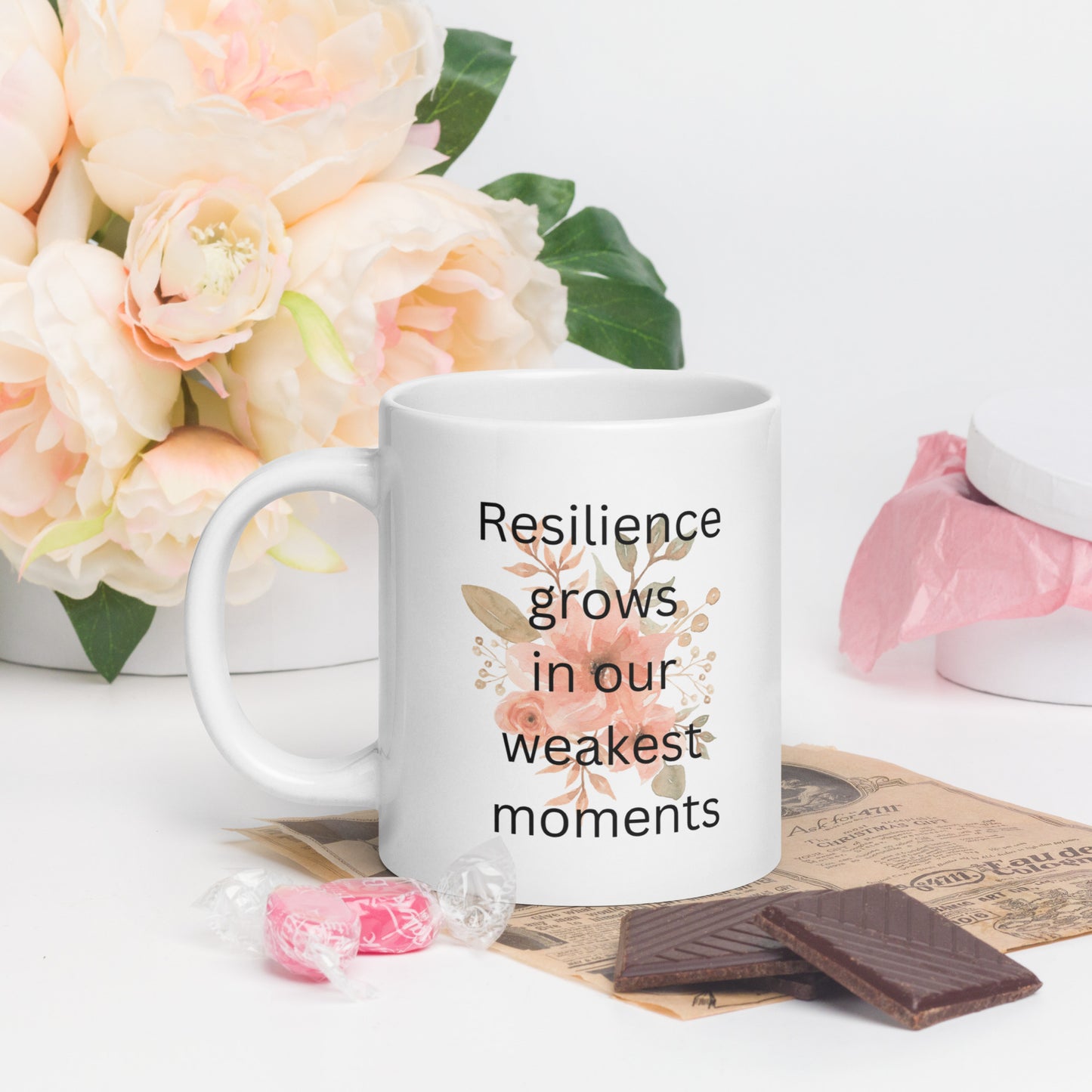 Resilience Grows White glossy mug