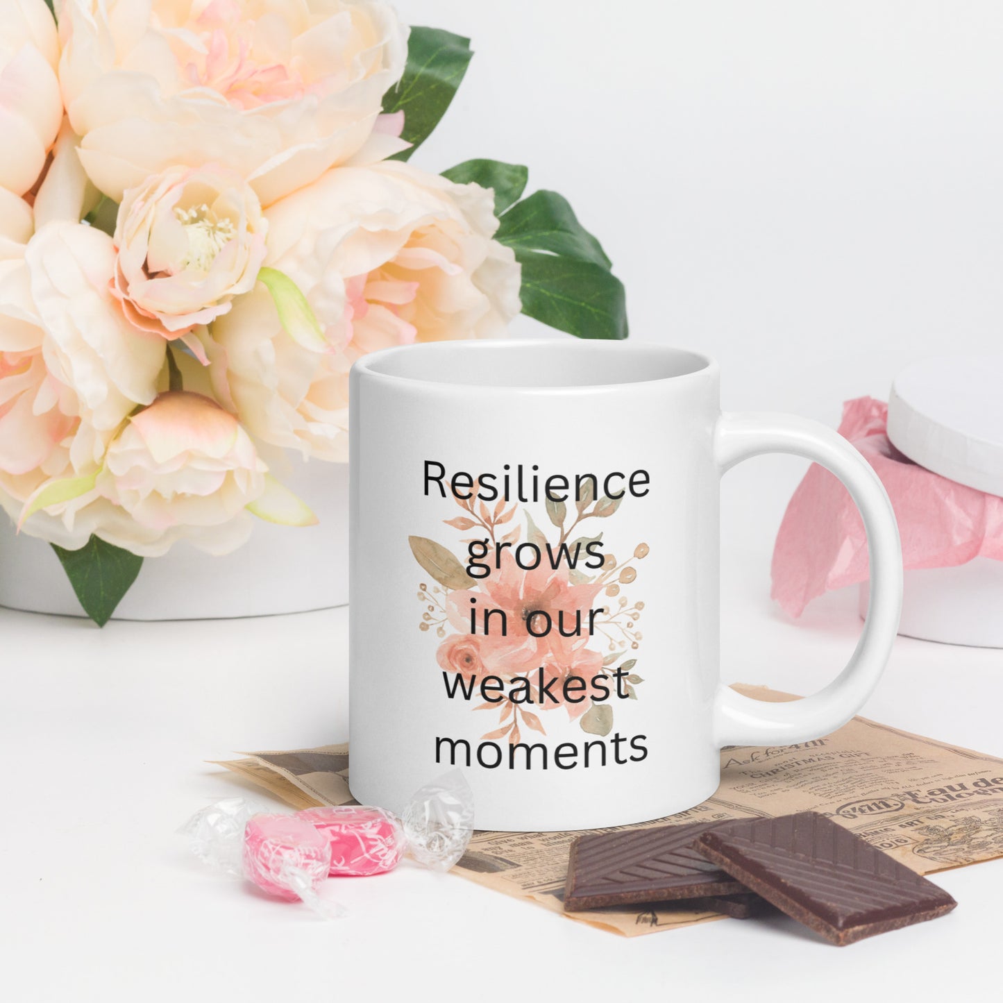 Resilience Grows White glossy mug